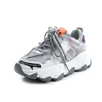 

Women Chunky Sneakers Vulcanize Shoes Fashion New Female Lace Up Platform Thick Casual Women Breathable Shoes