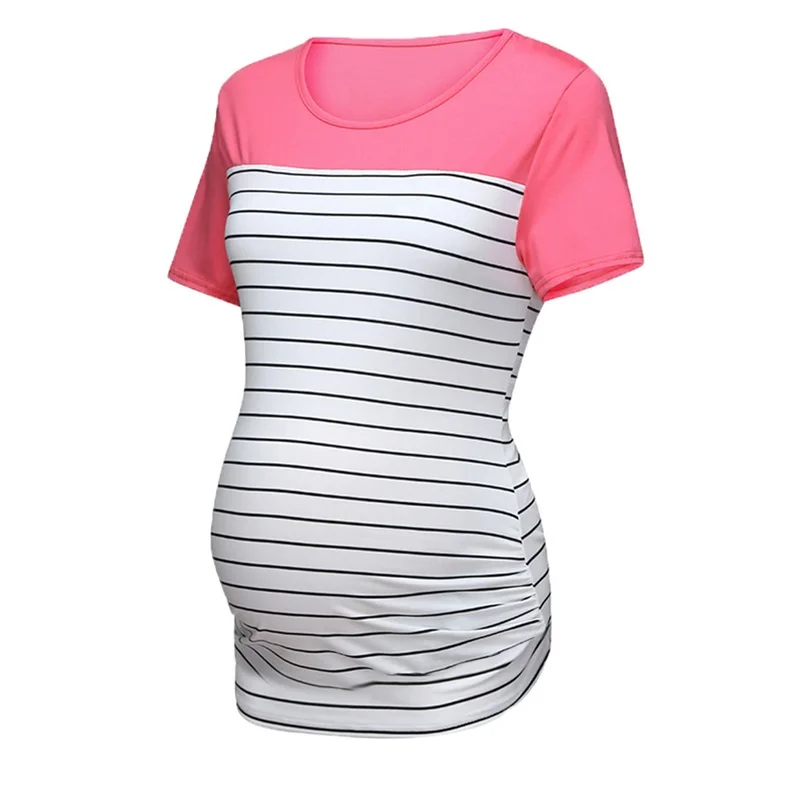 Newstyle hot selling bottom shirt striped stitched short-sleeved maternity wear nursing dresses breastfeeding for pregnant women