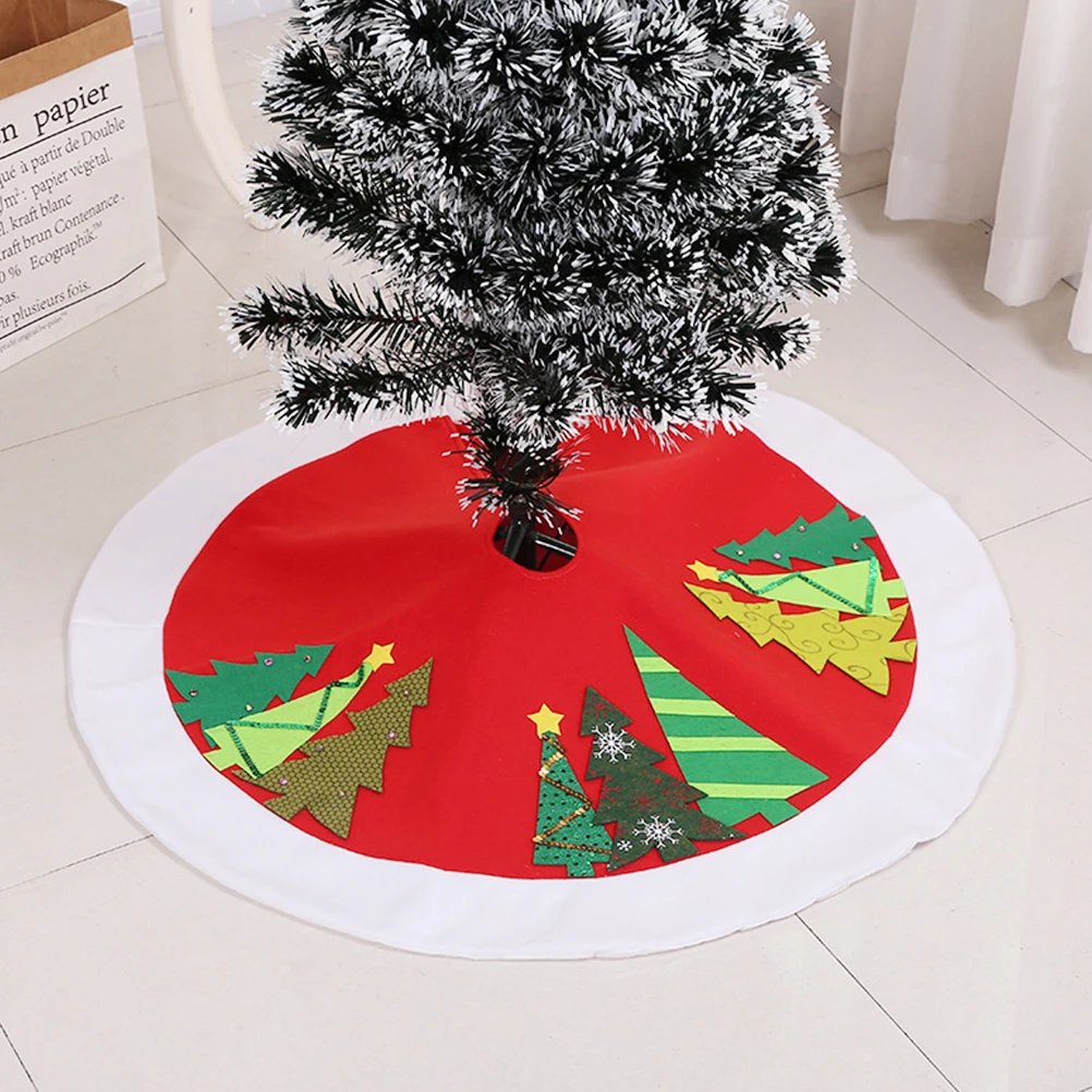 90x90CM Christmas Tree Skirt Cloth Red Christmas Tree Skirt Round Shape Christmas Tree Base Apron FOR Christmas Tree Decoration
