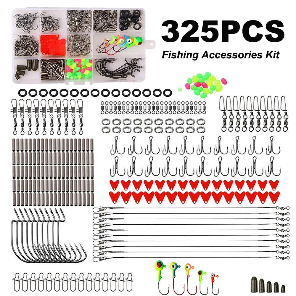 325 шт./корт. Набор рыболовных снастей включает крючки Вертлюги заклепки грузила