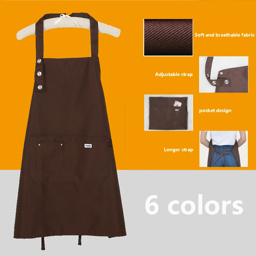 

Cooking Apron Women Men Kitchen Apron Household Cleaning Apron Cotton Polyester With Pocket Coffee Shop Chef Waiter Uniform