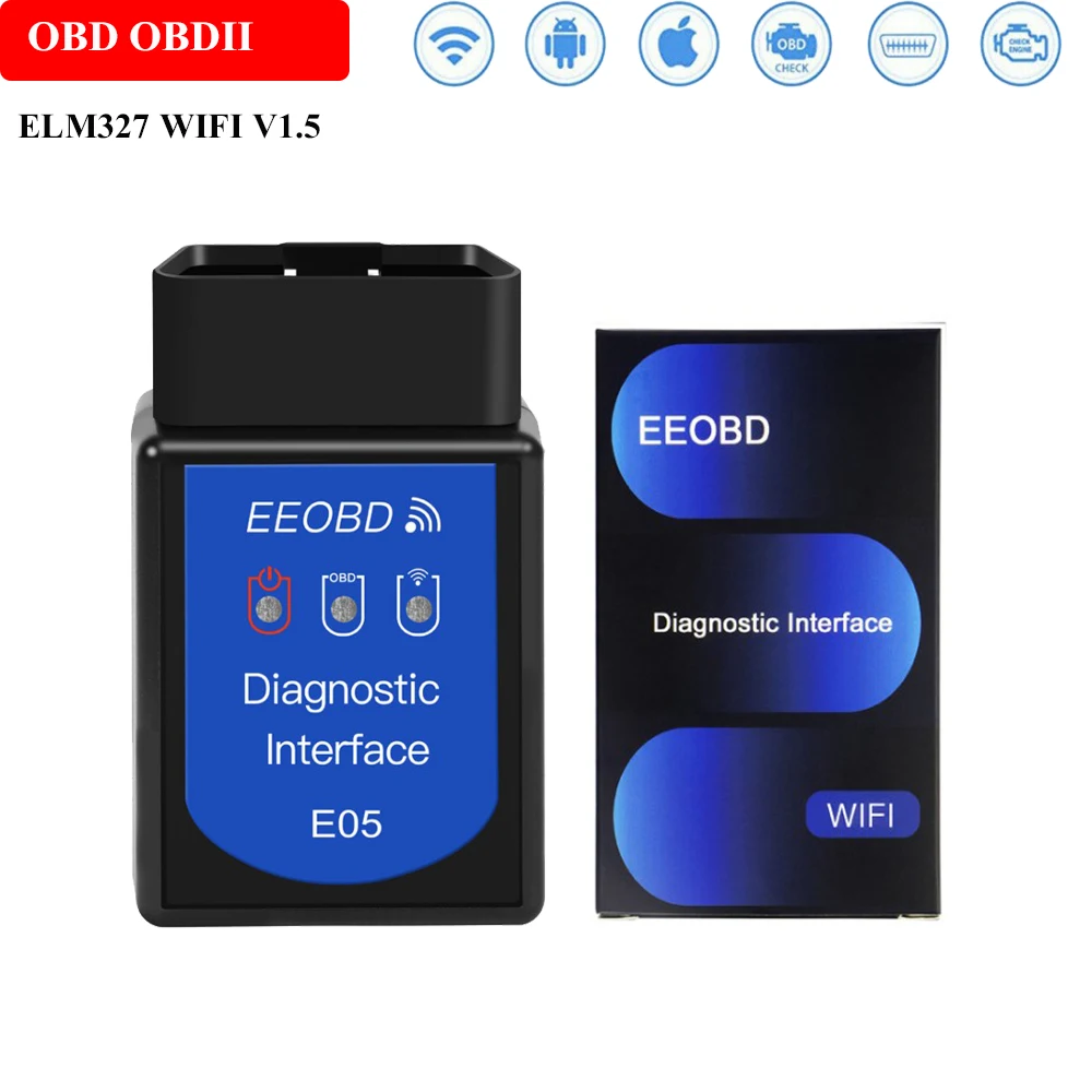 Диагностический сканер EEOBD WIFI V1.5 ELM327 CAN BUS считыватель кодов ошибок двигателя