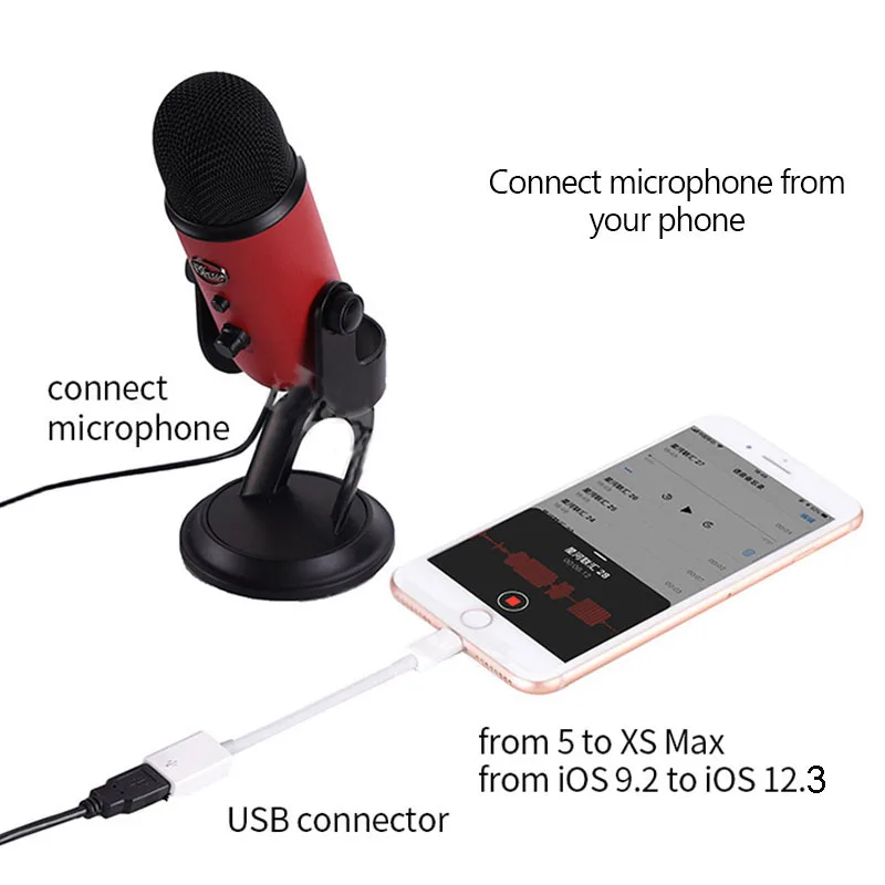 Адаптер OTG USB для камеры lightning кабель конвертер наушников электрическая MIDI