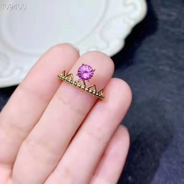 18k золота с натуральным Шри-Ланка Цейлон кольцо с розовым сапфиром, хорошее ювелирное изделие, диаметр 4 мм, 1 шт