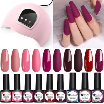 

UR SUGAR 10Pcs Color Nail Gel Polish Set with UV Lamp Nail Dryer Curing Gel Polish Semi Permanent Soak Off Gel Varnish Kit DIY
