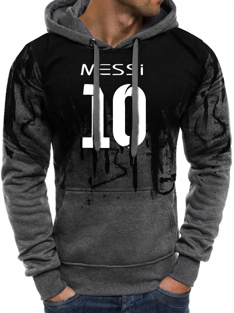  Messi Men Gradient Hoodie Men Messi 10 Print Sportwear Men Hoodies Sweatshirts Coat Slim Fit Hoody 