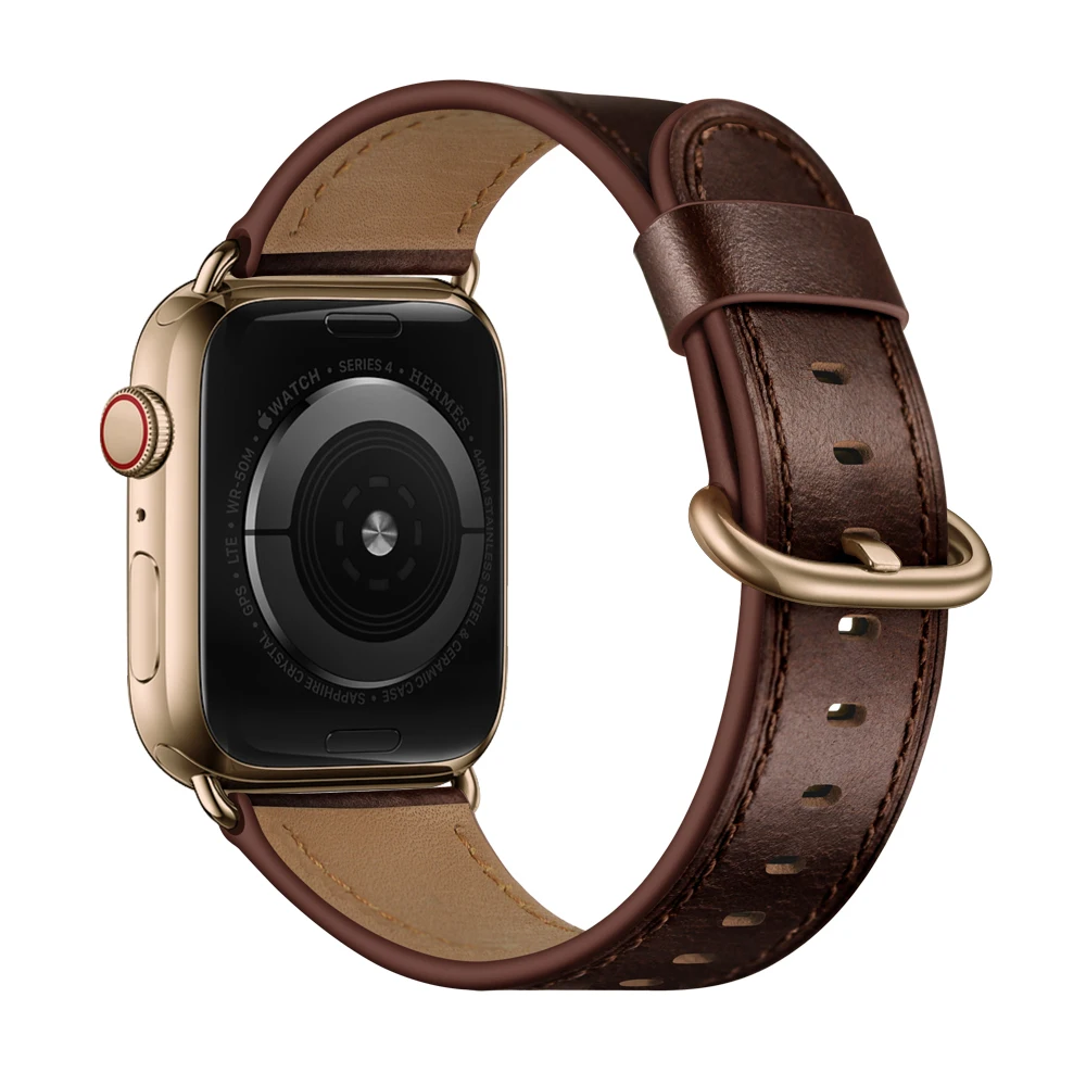 Совместим с Apple Watch series 5 4, ремешок из натуральной кожи 40 мм, 44 мм, ремешок для часов, браслет для iwatch 38 мм, 42 мм, ремешок на запястье