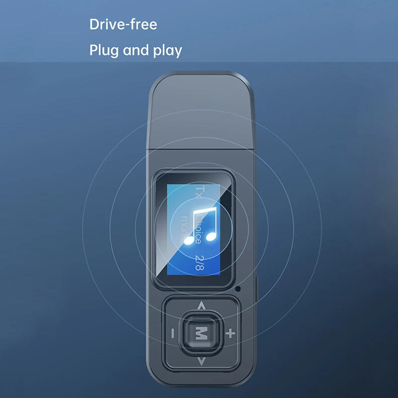 Bluetooth 5 0 ЖК-дисплей передатчик приемник Беспроводной аудио 3 мм USB Aux адаптер