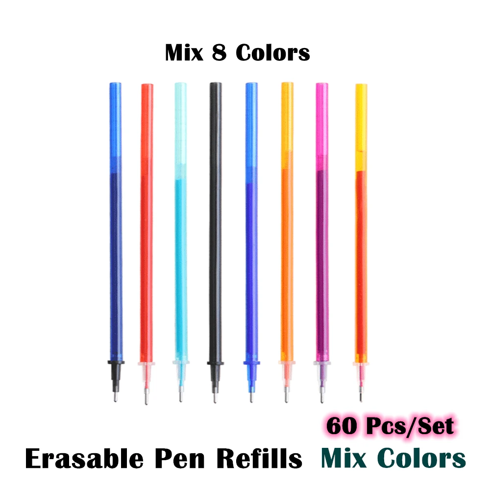 Pen Refill Erasable Pen Refills Gel Pen Refills Writing 0.5mm Erasable Pen Refills Rod Blue Ink Washable Handle For School Stationery Office Gel Refill 60Pcs/Set