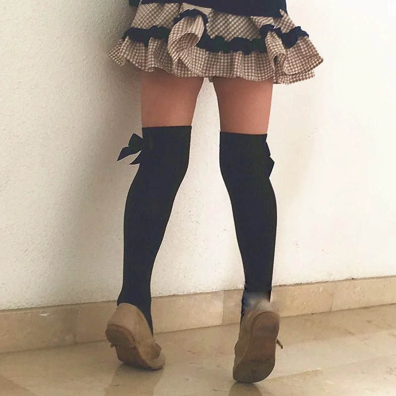 Children's Girl's Royal Style Bow Knee High Socks Baby Toddler Bowknot Socks Kid's Thighhighs Over Knee Sock Sox 3-11Y