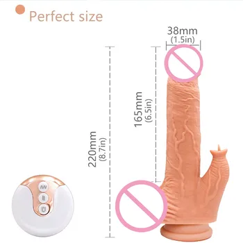 Telescopic Tongue Lick Penis Remote Control Realistic Big Dildo Vibrator with Suction Cup G-spot Clitoral Stimulator YJ0132 6