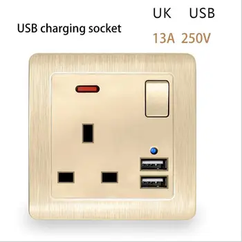 

Dual Power Socket With USB Outlet Wall Socket UK Socket 13A Smartphone High Speed Charger Port Plates Wall Electric Socket