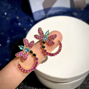 

Bilincolor color zircon personality dragonfly earrings earrings for women party or gift