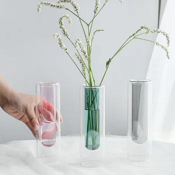 

Nordic 2-color Test Transparent Tube Glass Vase Simple Hydroponic Plant Flower Home Decor J99Store