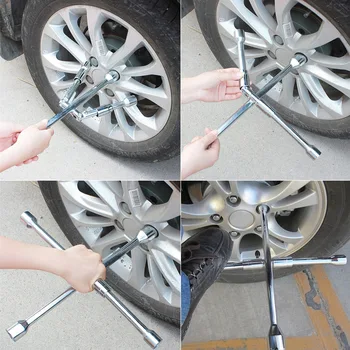 

Hot 2018 17 19 21 23mm 4 Way Socket Wrenches Wheel Cross Wrench Folding Wrench Car Tyre Repair Tools Wheel Cross Wrench