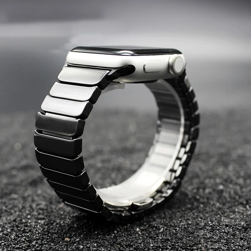 Для женщин Для мужчин Керамика Нержавеющая сталь ремешок для наручных часов Apple Watch Series 5/4/3/2/1 44 мм 40 мм браслет для наручных часов iwatch, полос, 42 мм, 38 мм - Цвет ремешка: Black