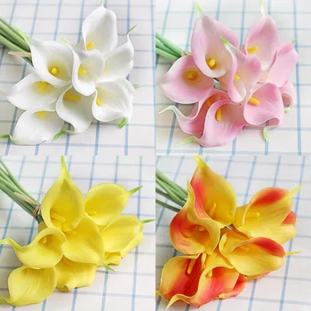 

10pcs Mini Artificial Flowers Calla Lily Bunch Plant Fake Flowers Bouquet DIY Home Room Decor Table Wedding Decoration Mariage