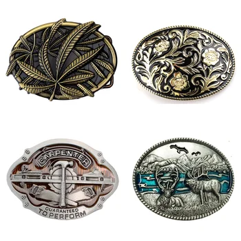 

Belt Buckle for Women Men with Exquisite Embossed Bronze Fall Leaf Pattern