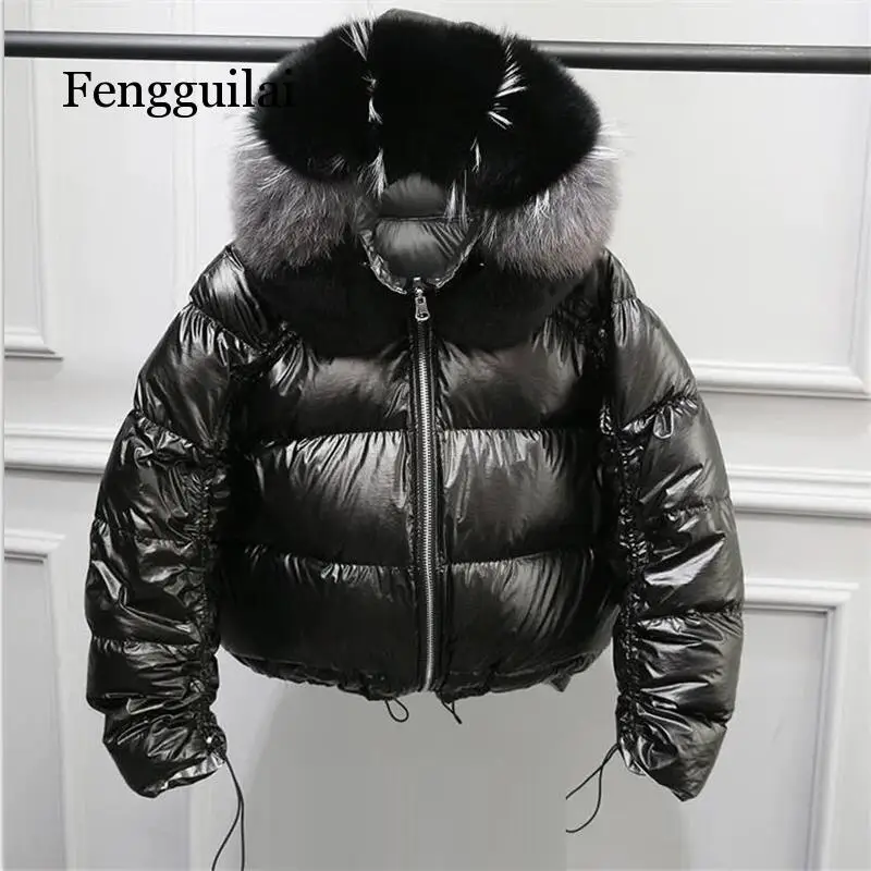 low cost  Fake Fox Fur Winter Jacket Women Gold Warm Parka Fur Down Coat Female White Duck Down Jacket Winter