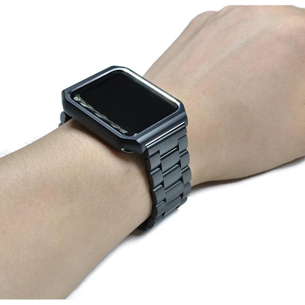 Чехол+ ремешок для Apple watch band 4 44 мм 40 мм iWatch 3 band 42 мм/38 мм металлический браслет из нержавеющей стали ремешок+ чехол для часов