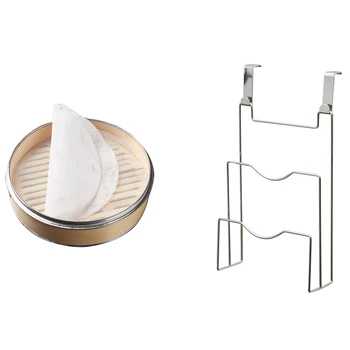 

New 1 Pcs Cabinet Door Hook Pot Cover Rack Stand Stove Organizer & 10 Pcs 36Cm Reusable Grid Kitchen Cooking Steam Mat