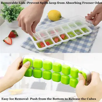 

Silicone With Lid Ice Tray Refrigerated Food Grade Ice Grid Mold Baby Food Supplement Box Ice Tray Ice Cream Mold