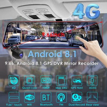 

Android 8.1 Dashcam Excellent Craftsmanship Well Durability Convenient 4G WiFi GPS Bluetooth ADAS with Rear View Camera