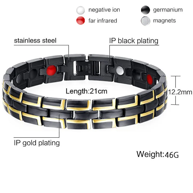 Мужской и женский роскошный модный Энергетический Браслет для здоровья мужской 316L из Нержавеющей Стали Био Магнитная терапия Лечение храп сон лучше - Окраска металла: 17
