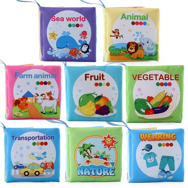 6Pcs Baby Cloth Book Intelligence Develop Soft Learning Cognize Reading Books Early Educational Toys Quiet Readings 0-12 Months NO564 8Pcs