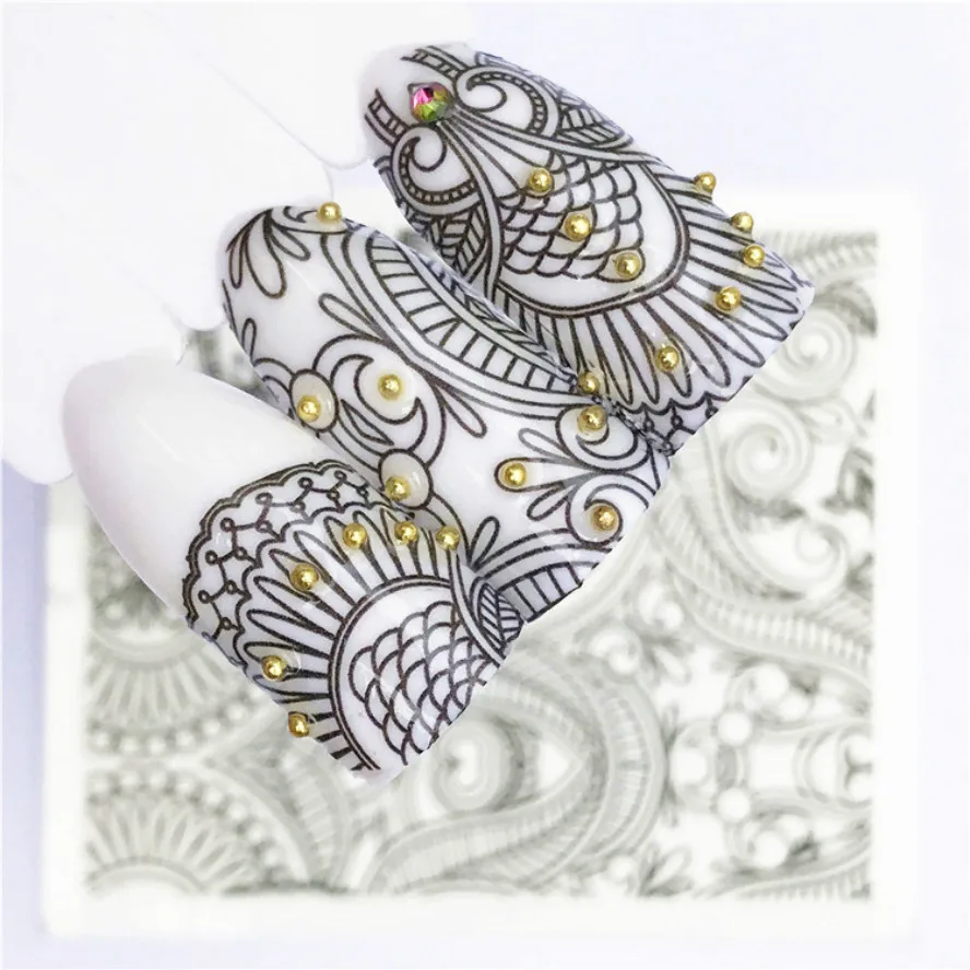 

1Pcs Fashion Lace Netting Sticker DIY Nail Art False Nail Tips Nature Clear Fan Finger Nail Art Display Practice Acrylic UV Gel