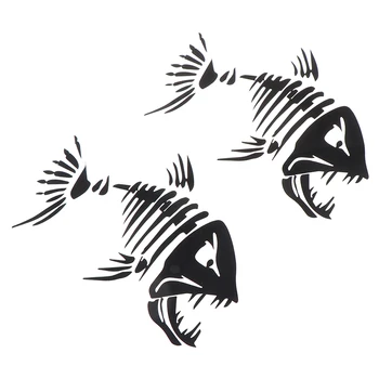 

2 Pcs Fish Teeth Mouth Stickers Skeleton Fish Stickers Graphics Accessories for Kayak Fishing Boat Canoe Dinghy Window Car
