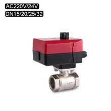 2 способ Электрический клапан трехпроводной два Управление латунь моторизованный шаровой клапан AC220V/24 V DN15/20/25/32 вручную и автоматически