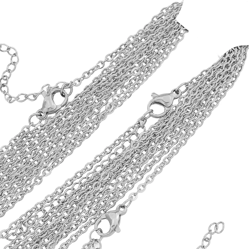 Steel 10 шт./лот Регулируемый 5 см Ширина 2 мм/1,5 мм с звено якорной цепочки кубинской цепочка из нержавеющей стали ожерелья Для женщин/Мужская подвеска Массовая - Окраска металла: Steel