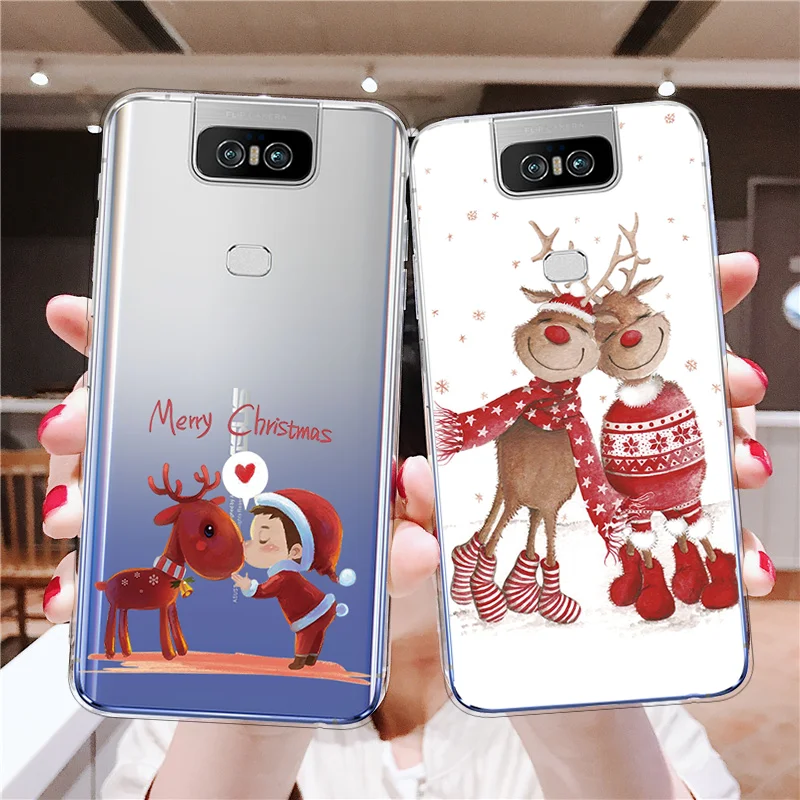 

Asus ZS630KL Case For Asus Zenfone6 2019 Case 6.4'' inch Silicone TPU Cover For Asus Zenfone 6 ZS630KL Christmas elk Phone Case