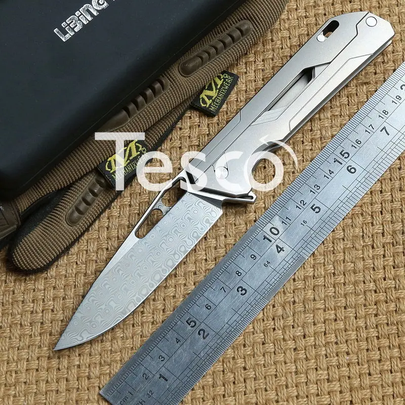 M390 steel folding knife titanium alloy Damascus outdoor car EDC bearing tool | Инструменты