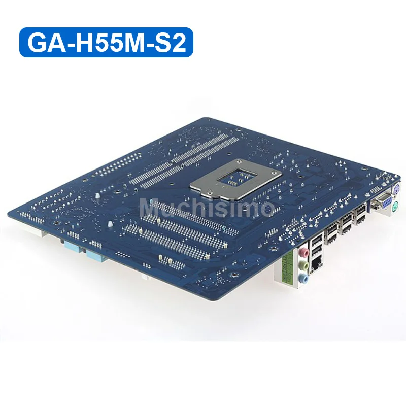 GIGABYTE GA-H55M-S2 рабочего Материнская плата H55 H55M разъем LGA 1156 i3 i5 i7 DDR3 VGA 8 ГБ Микро-ATX используется H55M-S2