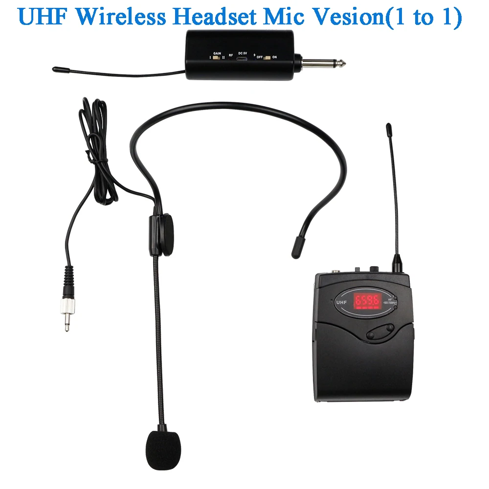 Профессиональный беспроводной микрофон UHF со скрытым металлическим зажимом на