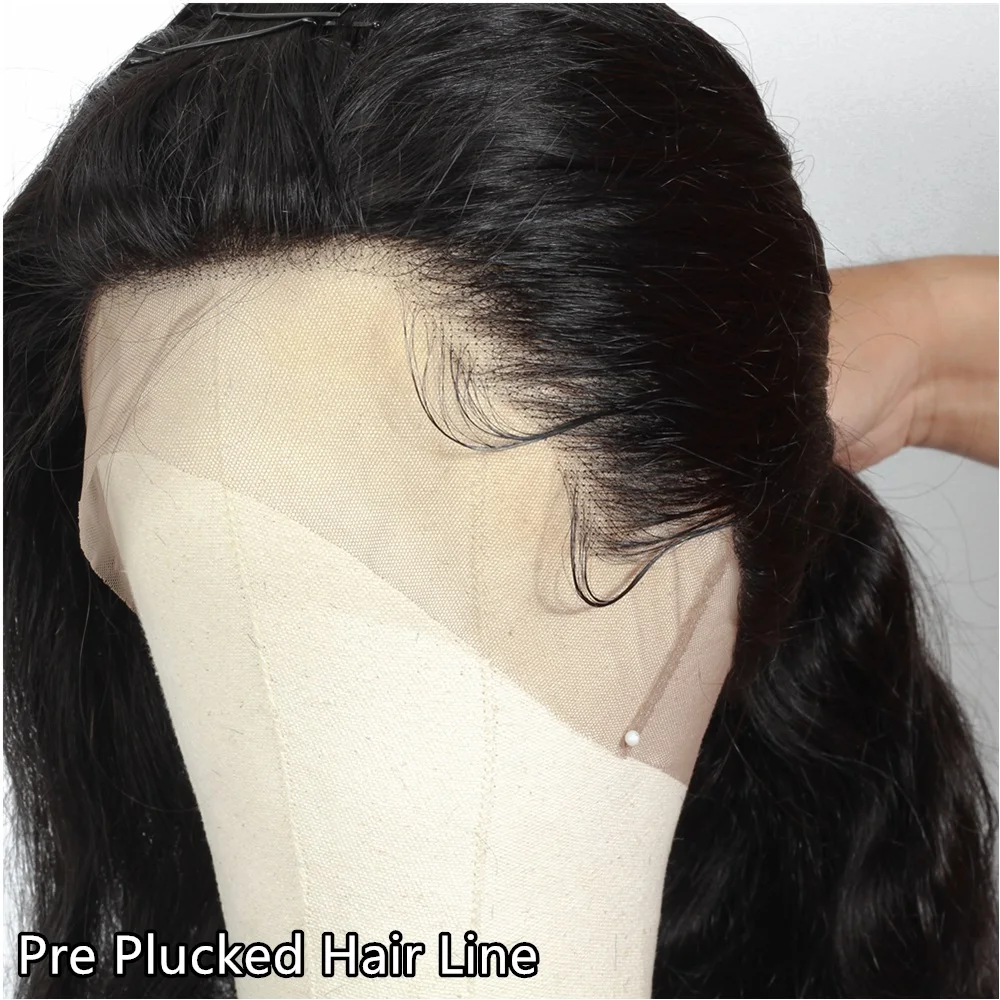 Transparent Body Wave Lace Frontal 13*4*1 Human Hair Wig Preplucked T part Long Length Hair Extensions 26 28inch 180% Density
