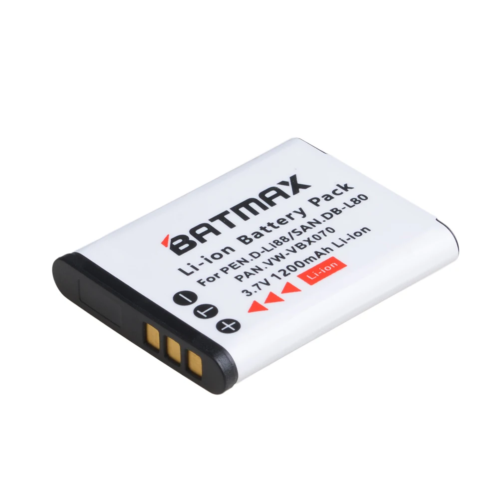 1Pc 1200Mah D-Li88 Dli88 Db-L80 Vw-Vbx070 Li-Ion Batteria Per Pentax Optio H90 P70 P80 W90 Ws80 Fotocamere Sanyo Xacti Vpc-Dmx-Cg11 Vp