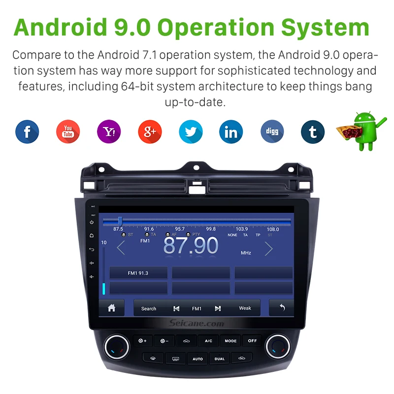 Автомобильный GPS навигатор Seicane 10 1 дюйма ОЗУ 2 Гб для Honda Accord 7 2003 2007 Android 9 0 радио