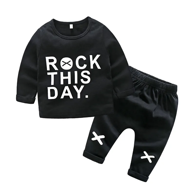 New baby boy clothes letters printed long sleeves t shirt+pants infant 2pcs set newborn baby