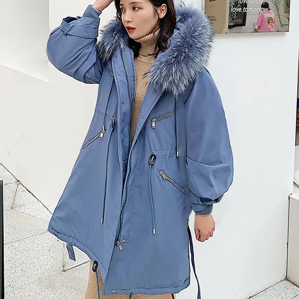 

feitong Fake Fur Parkas Women Down Jacket 2019 Winter Jacket Women Thick Snow Wear Winter Coat Lady Clothing Female Jackets 8M3