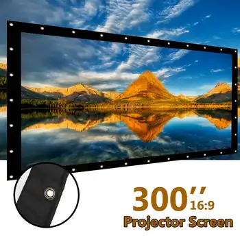 

300 inch Projector Screen White Projection Screen Foldable 16:9 Home Theater Movie LED Porjector for Wall Projection