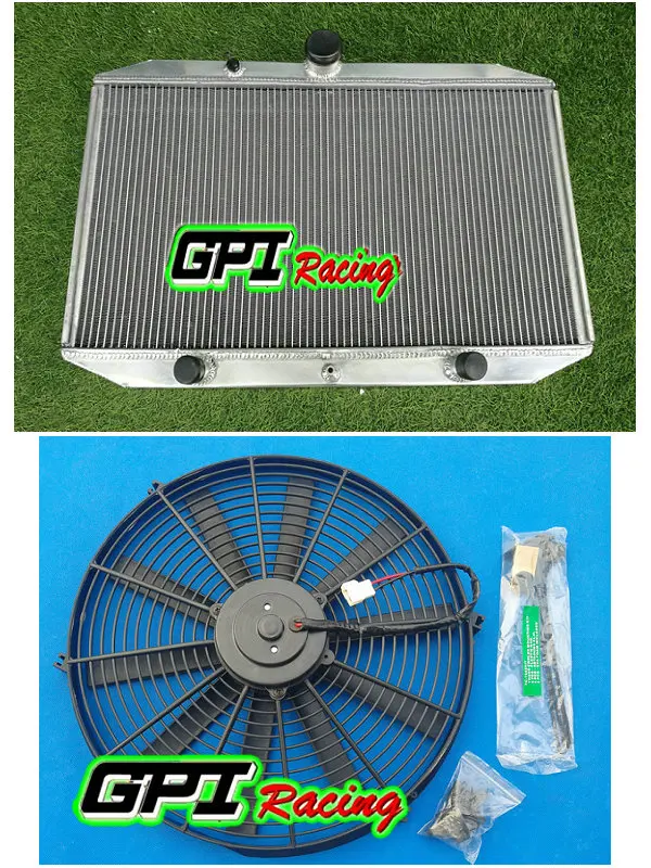 62MM 3ROWS Aluminum Radiator + FAN Fit Jaguar XKE 5.3L E-TYPE Series 3 V12 1971-1974 72 | Автомобили и мотоциклы