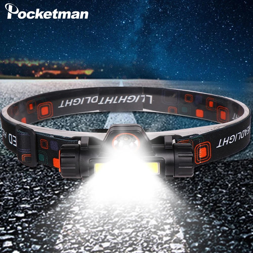 

Super Powerful Headlight XPE+COB USB Rechargeable Bright Head Lamp Built-in Battery Head Light Waterproof Head Torch Camping