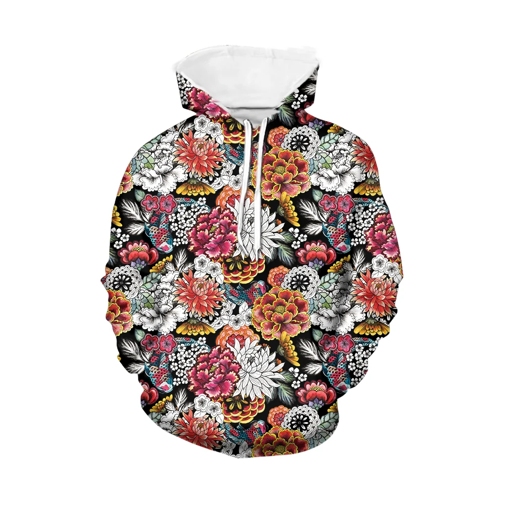 

Noisydesigns Men's Big Size 6XL Flowers Leaf Cactus Hoodies Sweatshirts Hooded Tops Long Sleeve Autumn Winter Warm Clothing