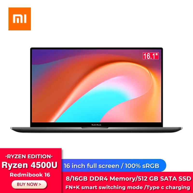 Ноутбук Xiaomi RedmiBook 16 Ryzen Edition с AMD 4500U 1 дюйма 100% sRGB Type C 512 ГБ SSD|Ноутбуки| |
