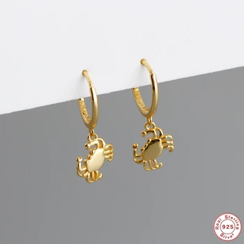 

Solid s925 Sterling Silver Woman Earring Seafood Crab Pattern Hoop Earring For New Years Christmas Gifts Orecchini Pendientes