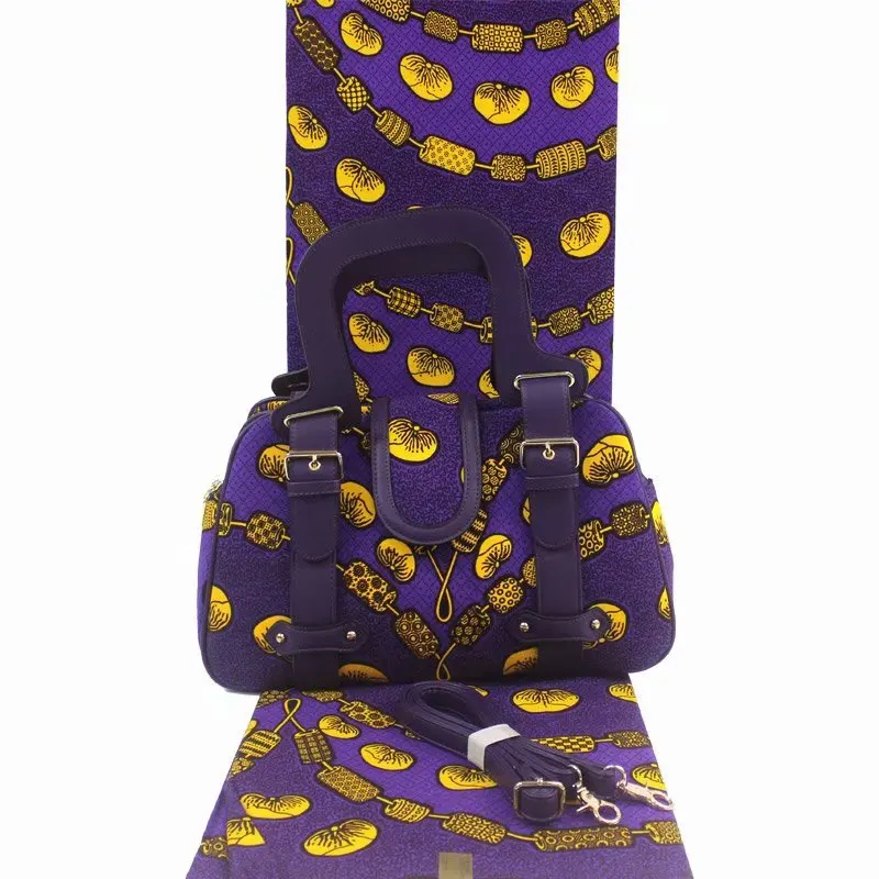

2019 Latest Fashion african wax bags set with 6 yards ankara african wax prints fabric newest soft wax cotton fabric for women
