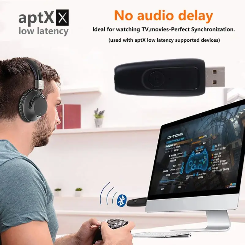 Bluetooth 5,0 передатчик USB адаптер 3,5 мм AUX Jack беспроводной ключ пусковое устройство A5YA
